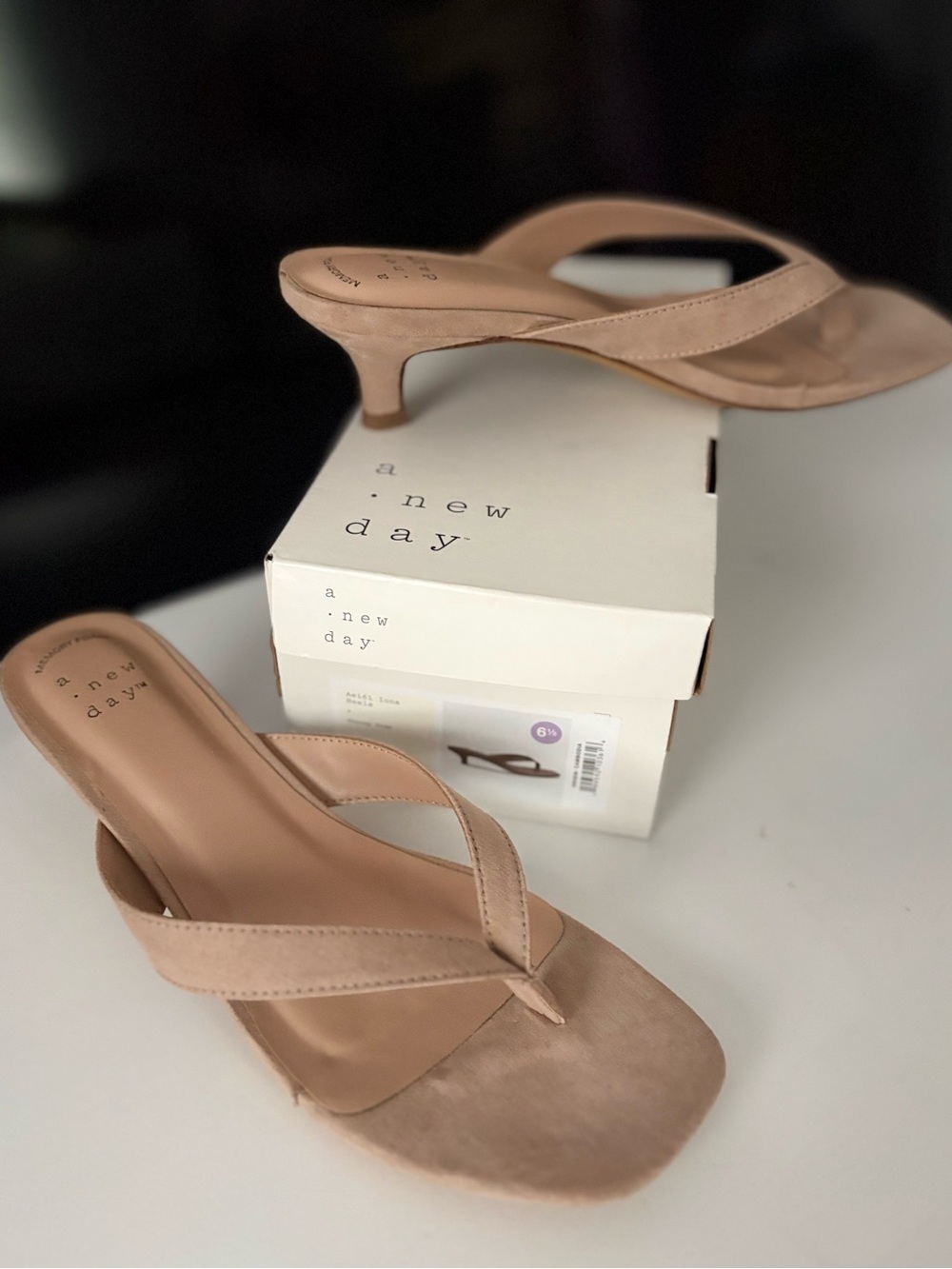 a new day Blush Nude Kitten Heel Thong Mules - Women's